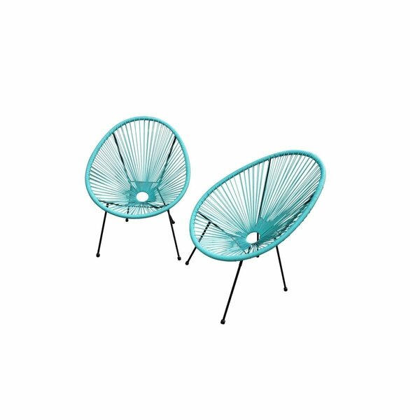 Homeroots Teal Mod Indoor & Outdoor String Chairs Aqua & Marine - Set of 2 416239